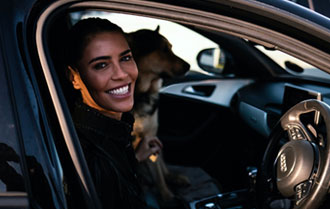 EV info zone fun stuff - woman in Audi